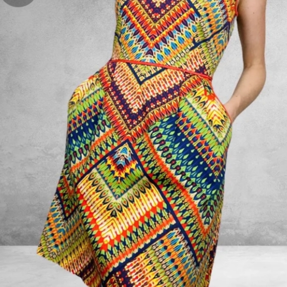 Ellen Tracy Mulicolor print dress with pockets sz 8 - Picture 13 of 16